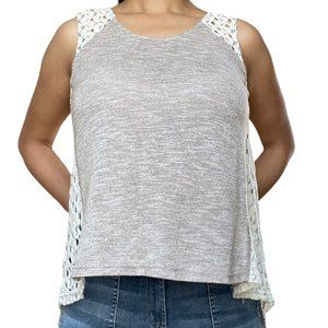 Altar’d State Womens Tank Top Size XS Ivory Brown Sleeveless Lace